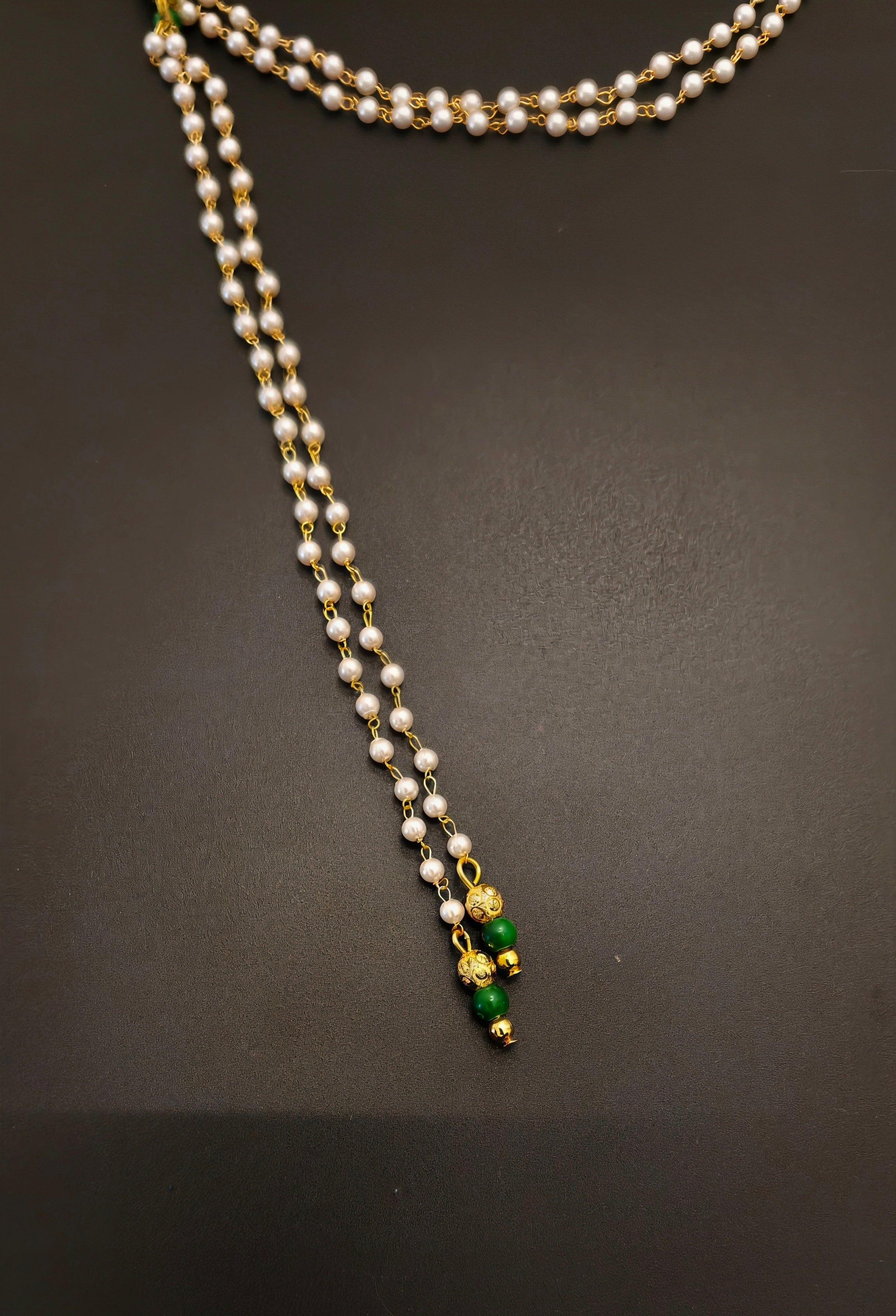 Pearls Mundavalya with Golden Finding and Colorful Glass Bead for Batu / Groom