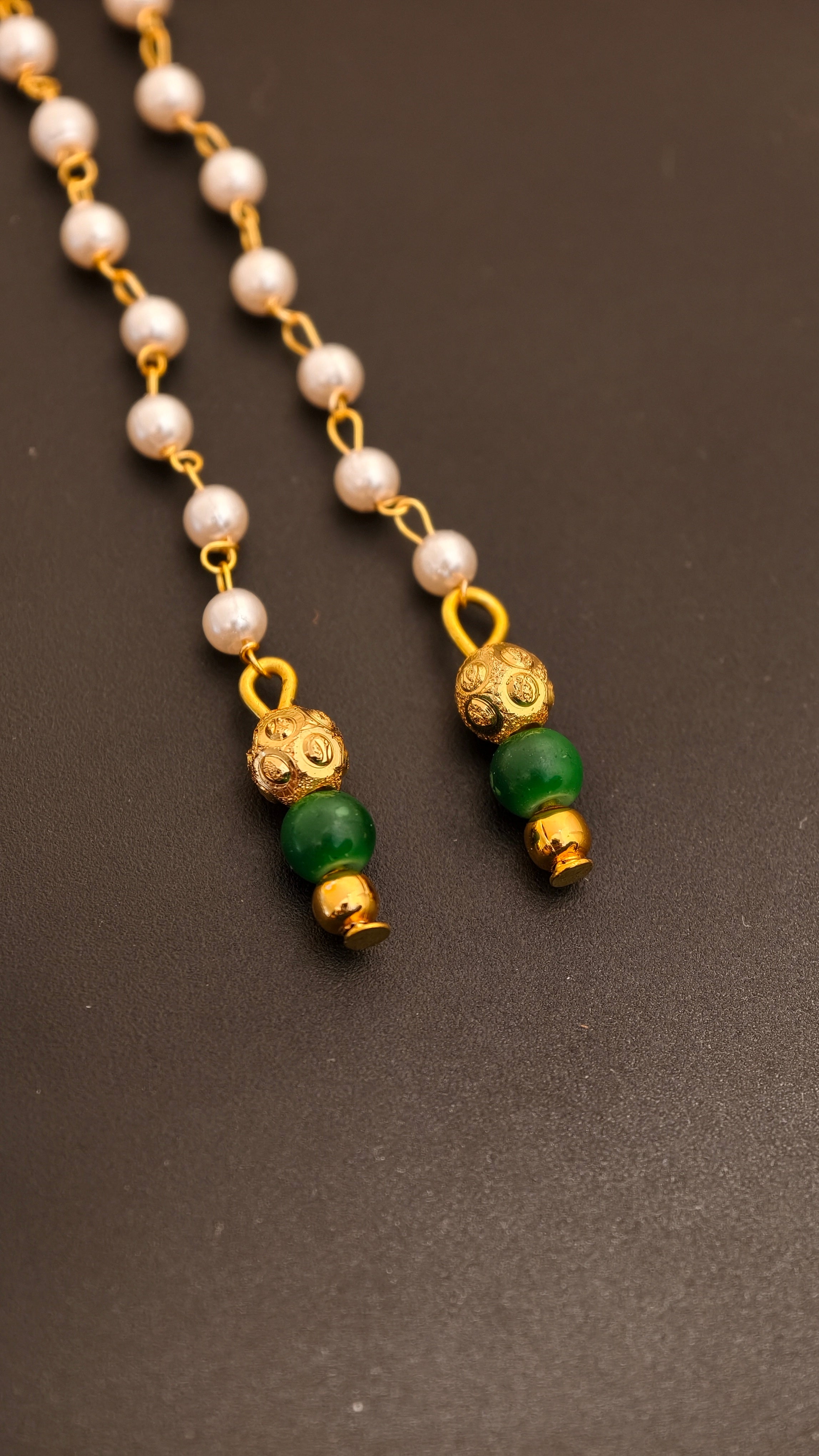 Pearls Mundavalya with Golden Finding and Colorful Glass Bead for Batu / Groom