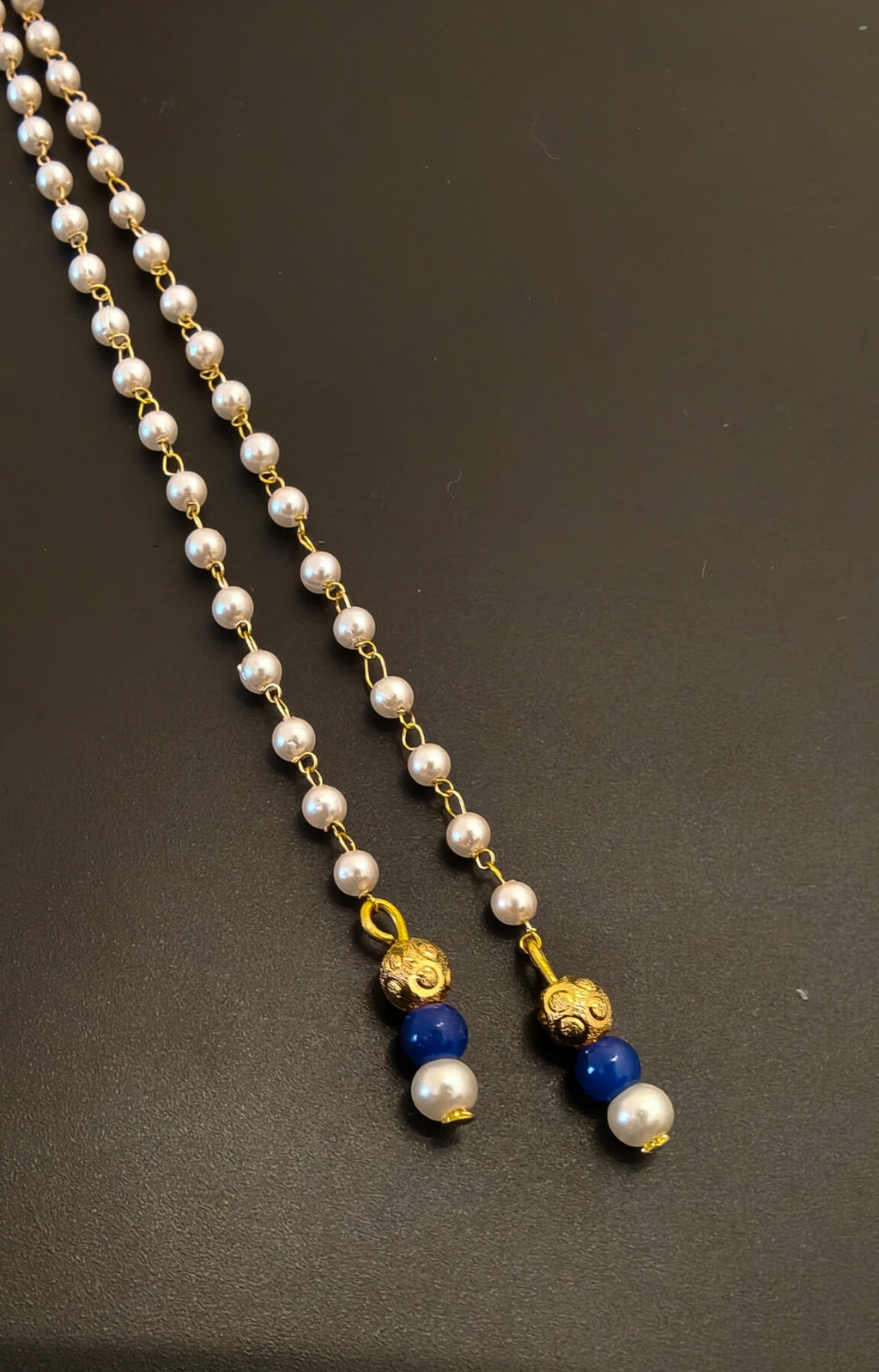 Pearls Mundavalya with Golden Finding and Colorful Glass Bead for Batu / Groom