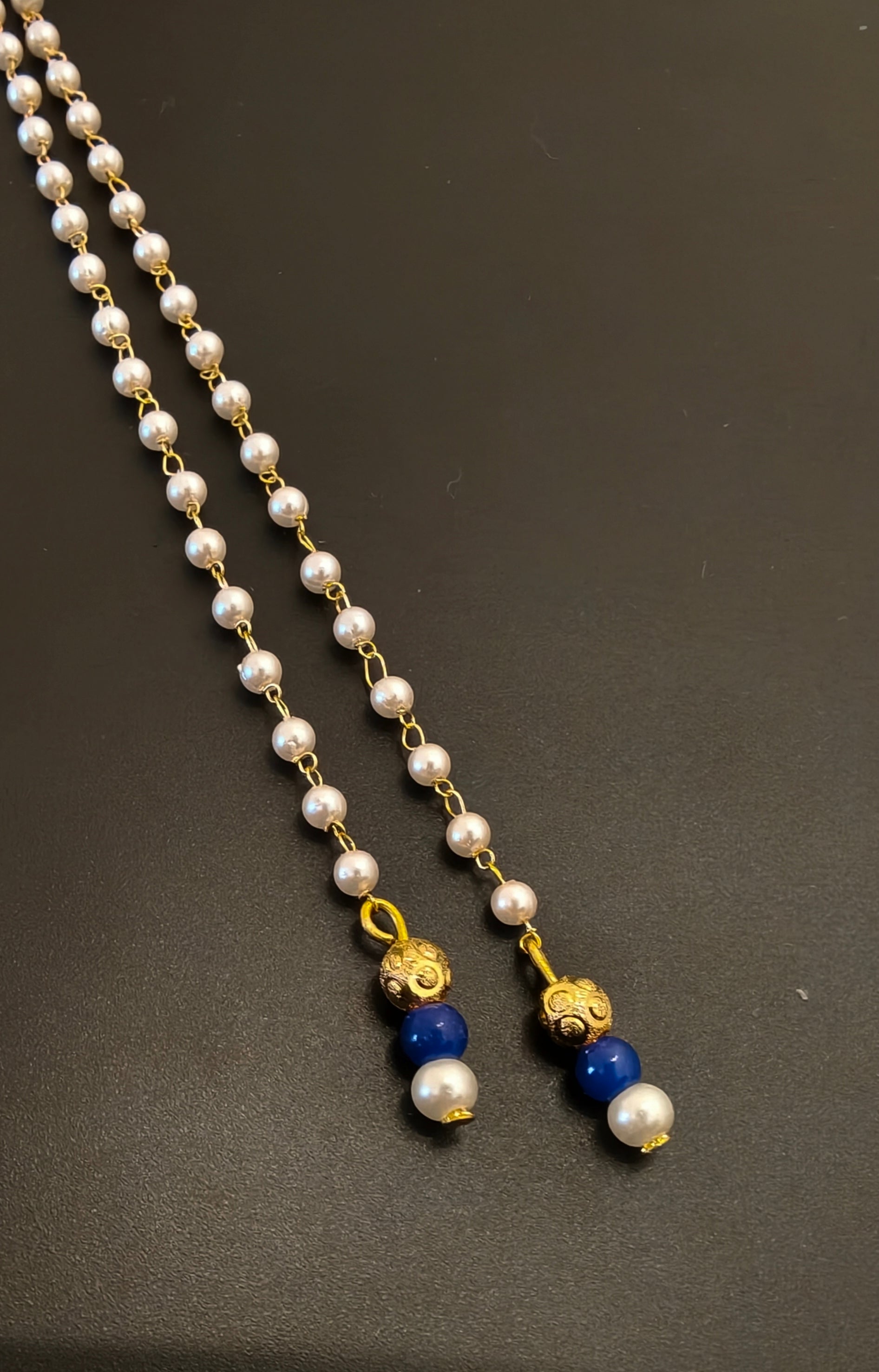 Pearls Mundavalya with Golden Finding and Colorful Glass Bead for Batu / Groom