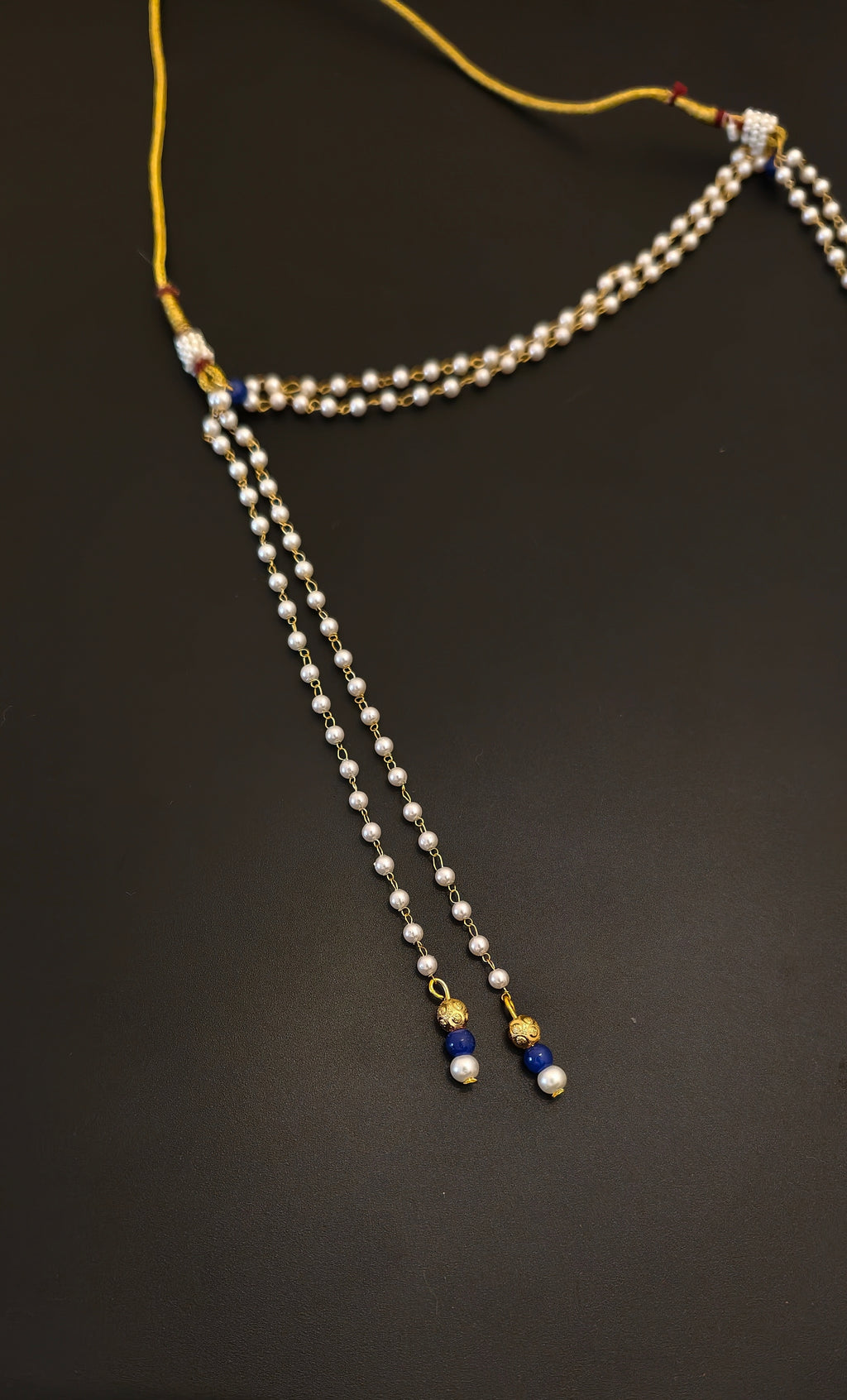 Pearls Mundavalya with Golden Finding and Colorful Glass Bead for Batu / Groom