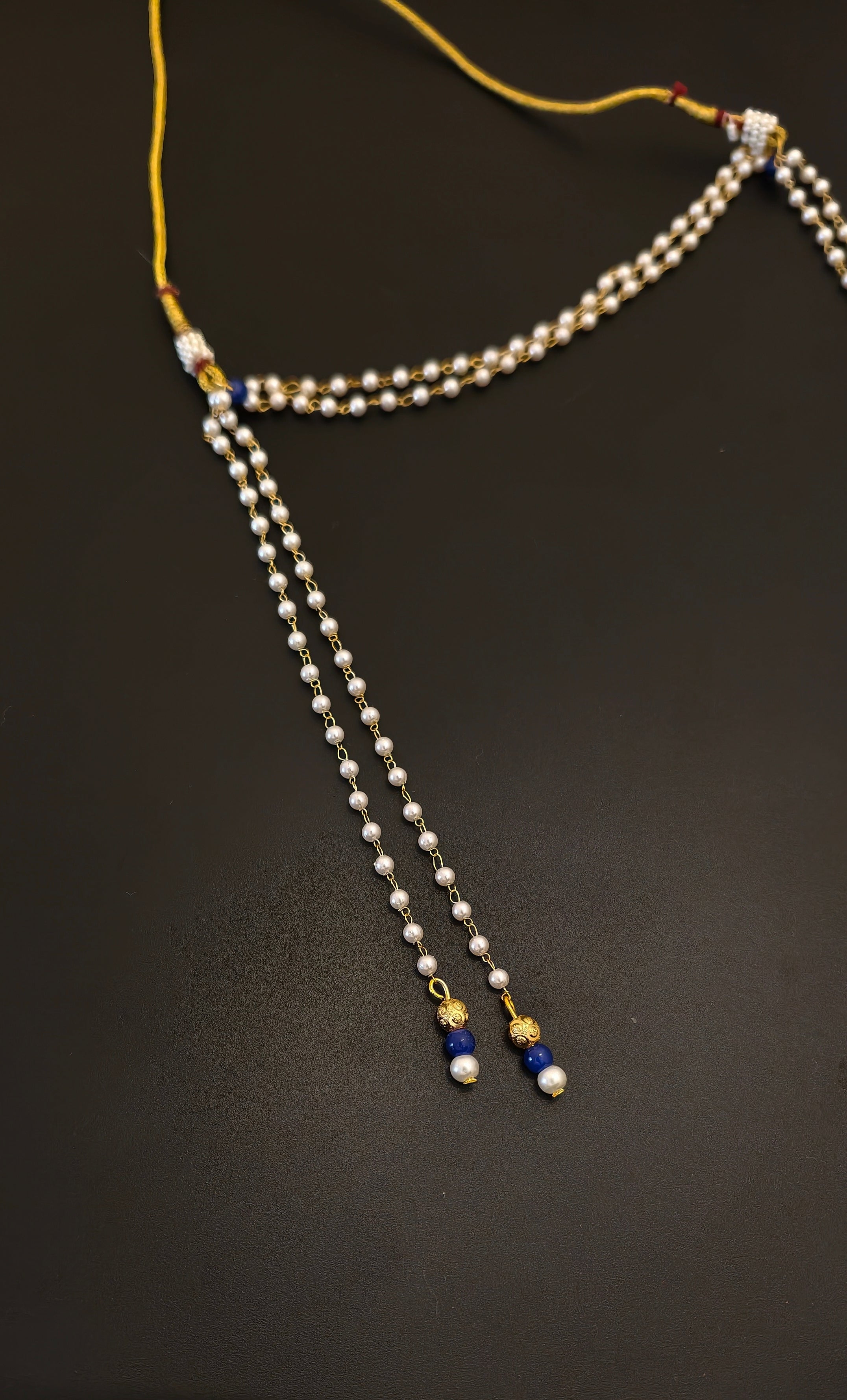 Pearls Mundavalya with Golden Finding and Colorful Glass Bead for Batu / Groom