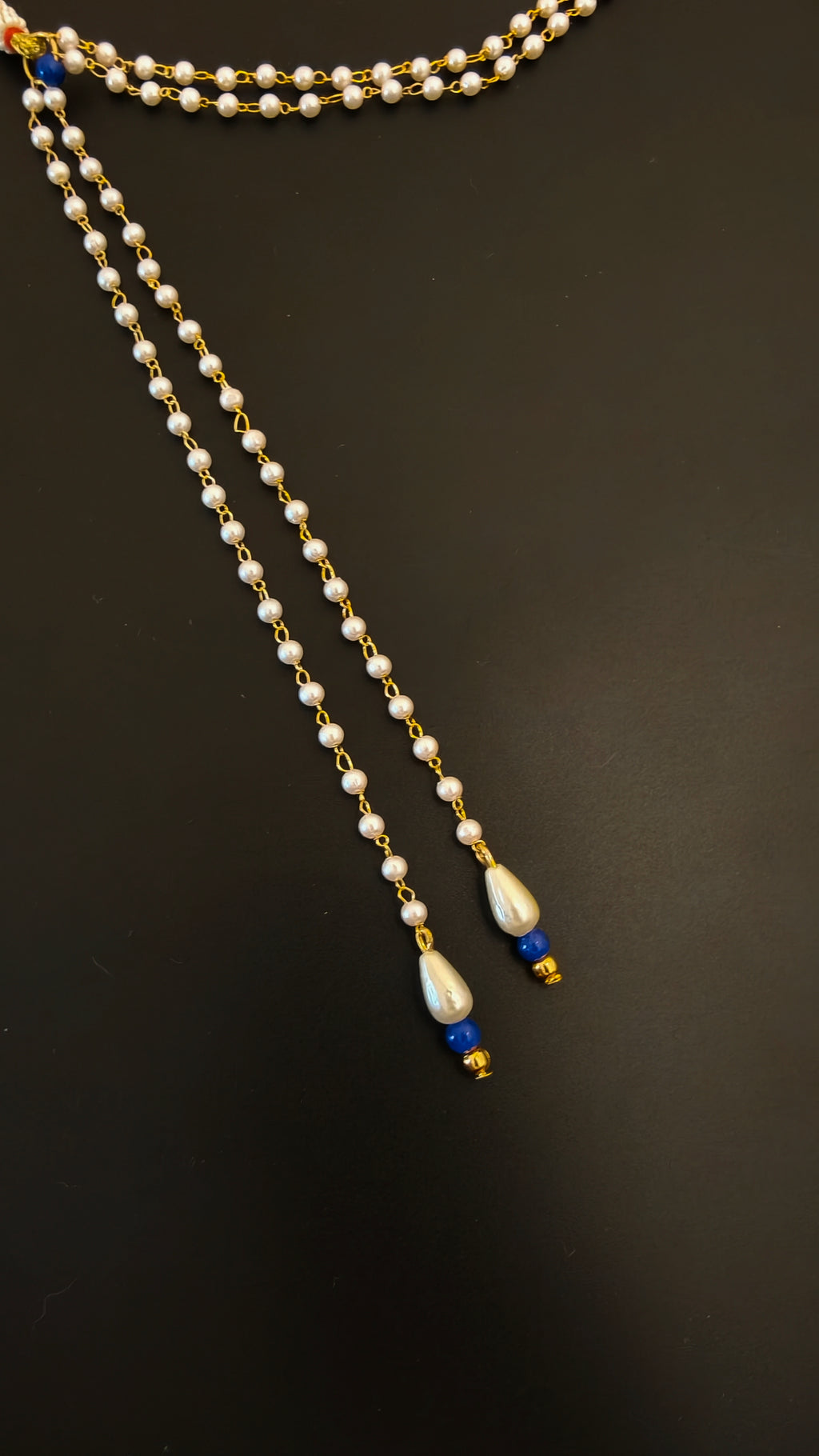 Pearls Mundavalya with Drop Shaped Pearls and Colourful Glass Beads for Batu / Groom