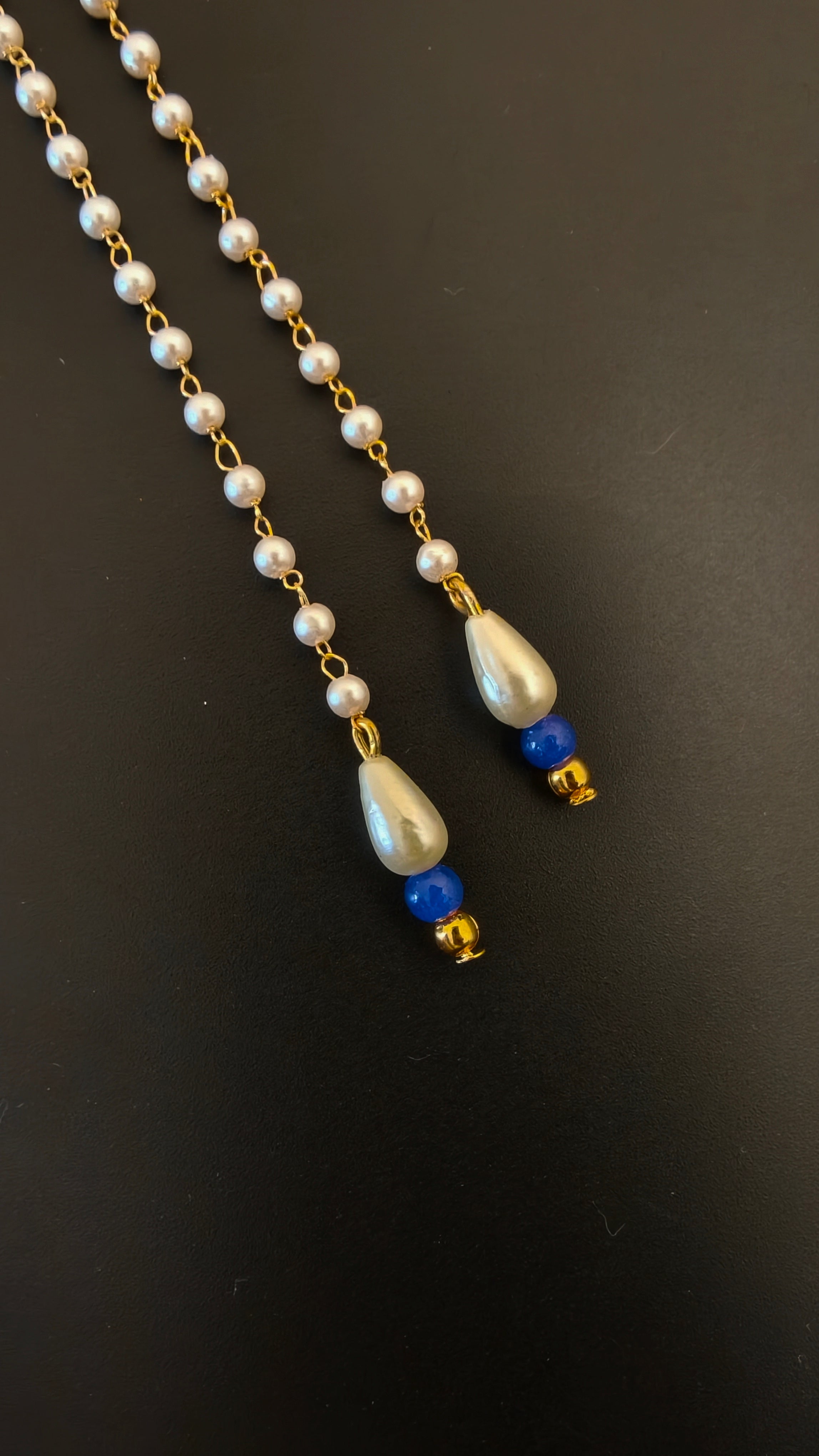 Pearls Mundavalya with Drop Shaped Pearls and Colourful Glass Beads for Batu / Groom
