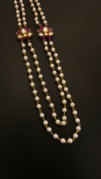 Pearl Double Layer Kanthi with Purple lotus findings for Batu