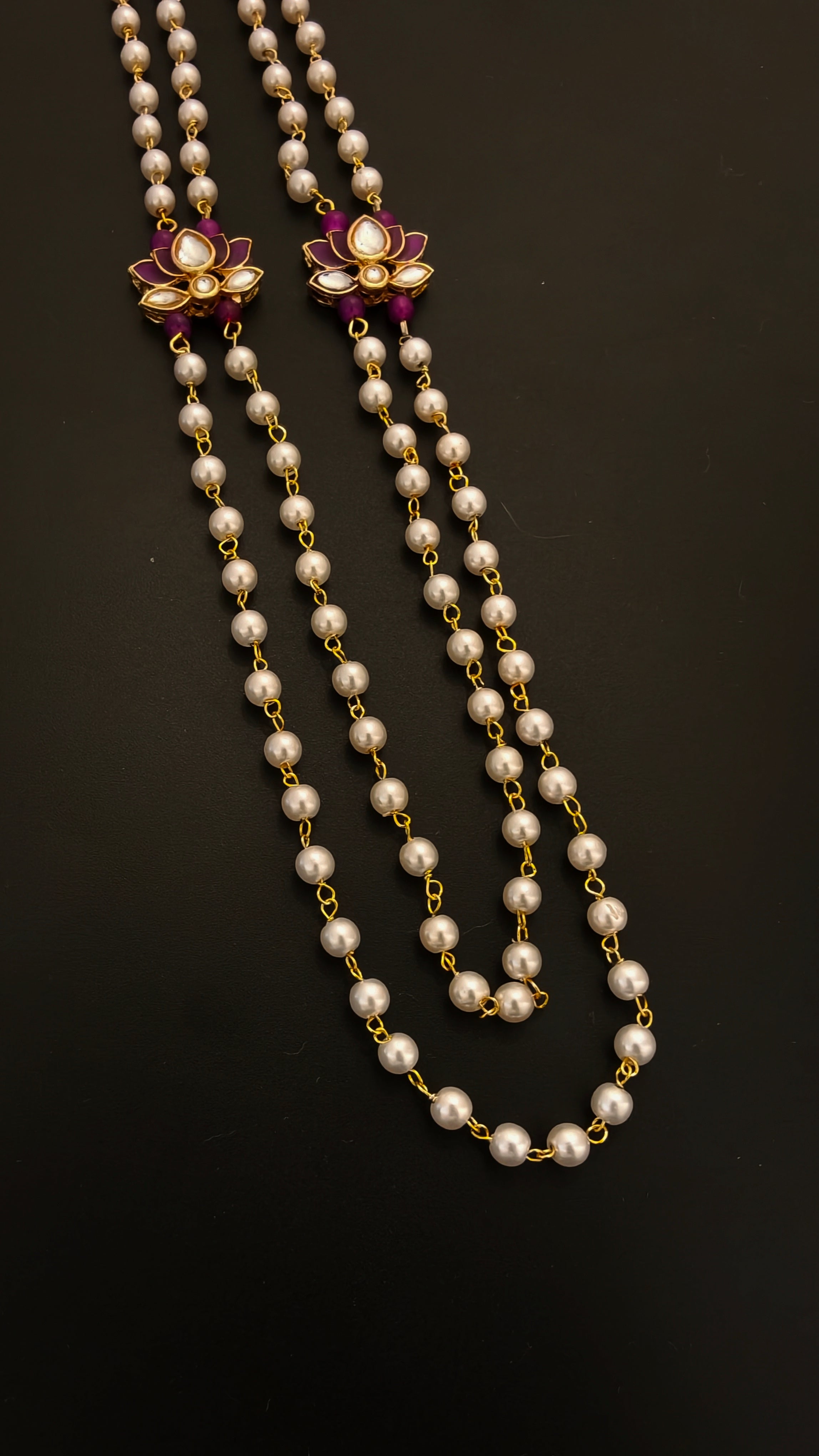Pearl Double Layer Kanthi with Purple lotus findings for Batu