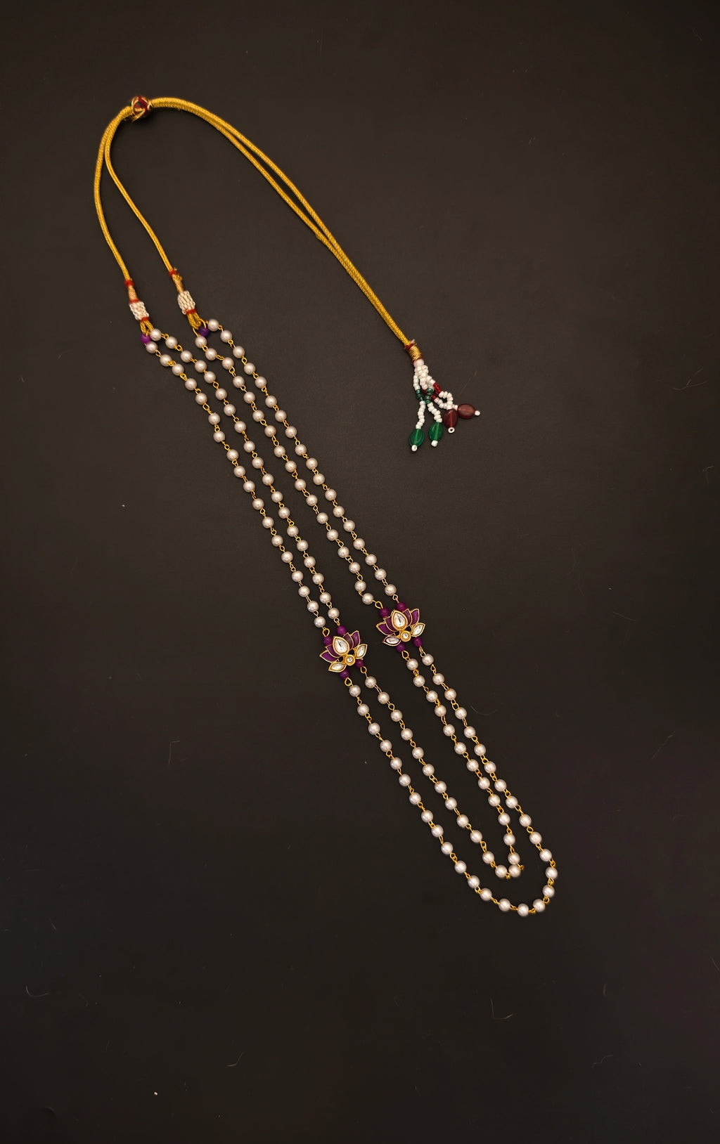 Pearl Double Layer Kanthi with Purple lotus findings for Batu