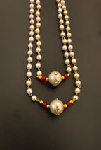 Pearl Double Layer Kanthi with Pearl and Red glass beads findings for Batu