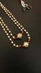 Pearl Double Layer Kanthi with Pearl and Red glass beads findings for Batu