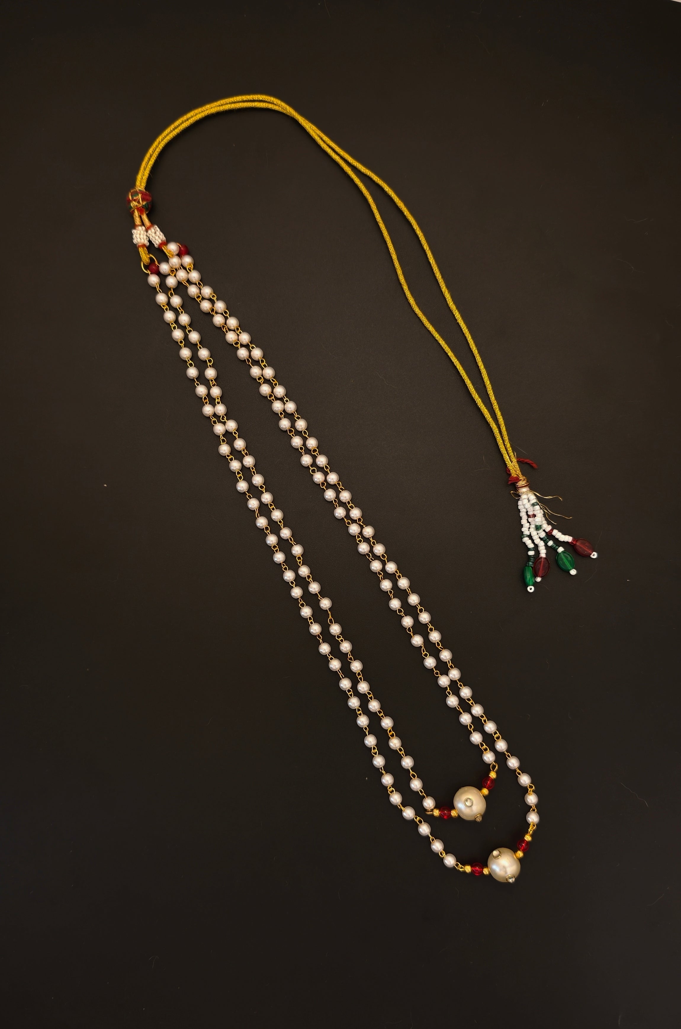 Pearl Double Layer Kanthi with Pearl and Red glass beads findings for Batu
