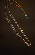 Pearl Double Layer Kanthi With Peacock Green Lotus Findings