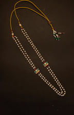 Pearl Double Layer Kanthi With Peacock Green Lotus Findings