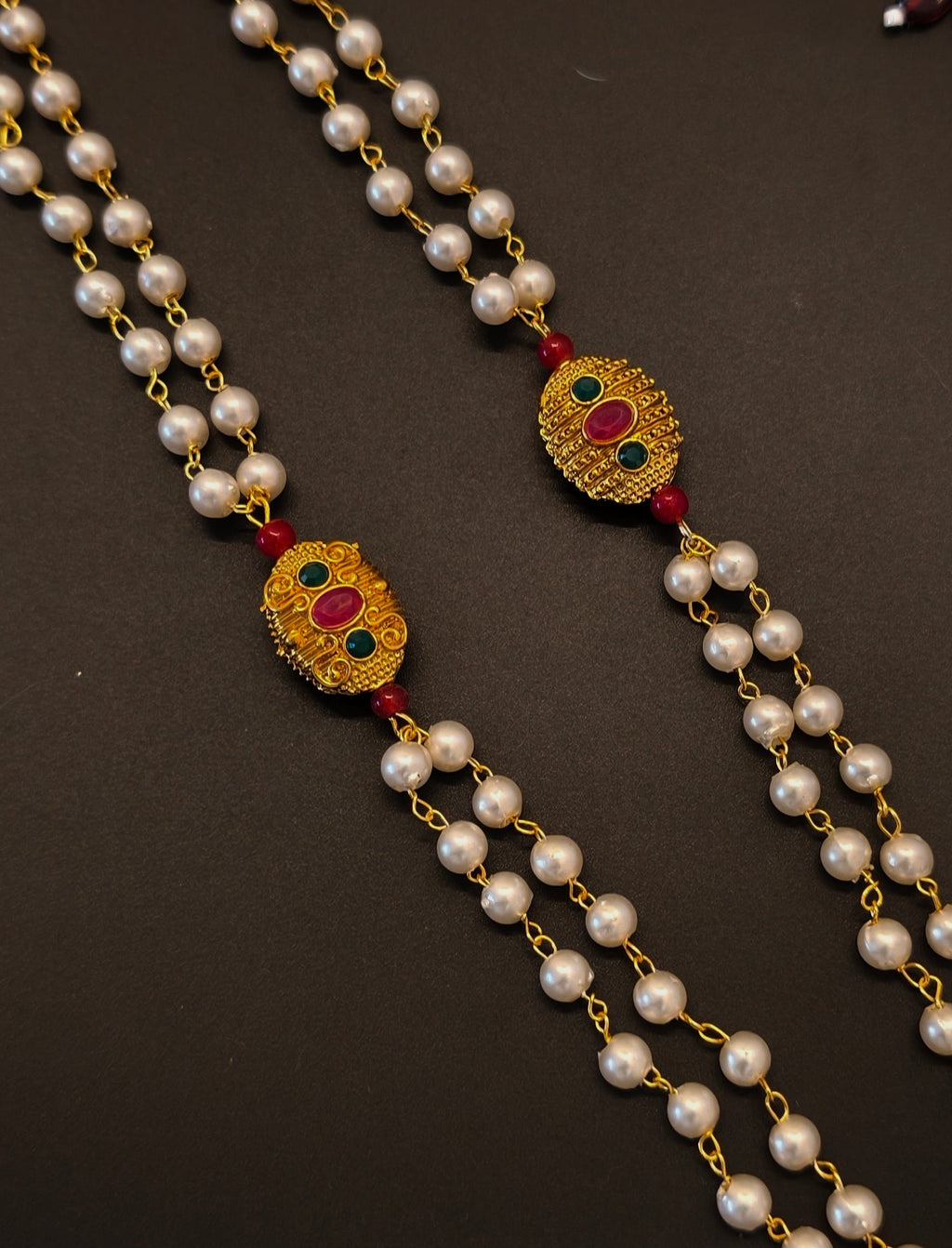 Meenakari Jadau Pendant Double Layer Pearl Kanthi