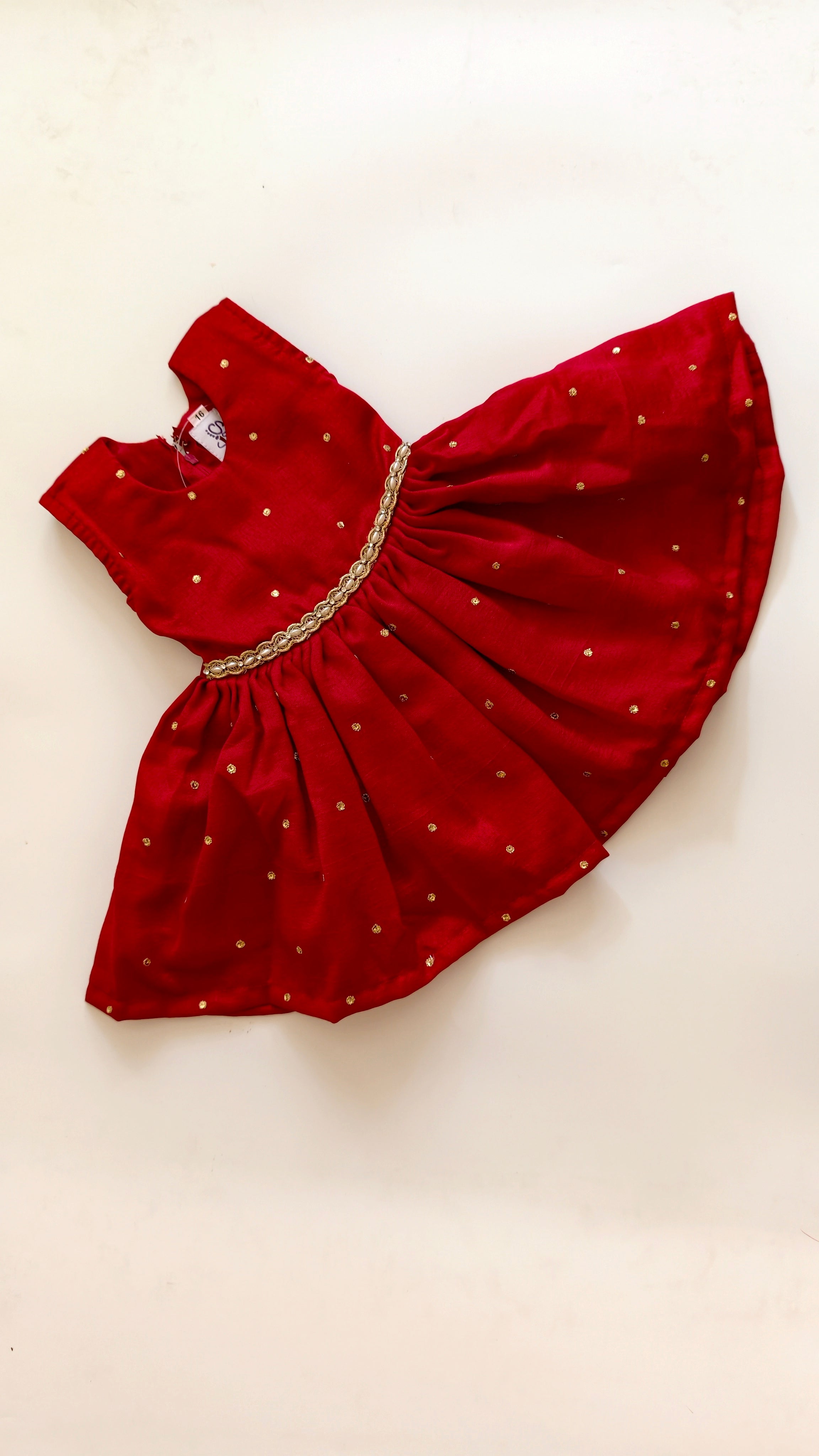 premium silk brocade paithani ethnic frock for newborn baby girl naming ceremony with hair accessories for traditional celebrations, festivals, annaprashan etc