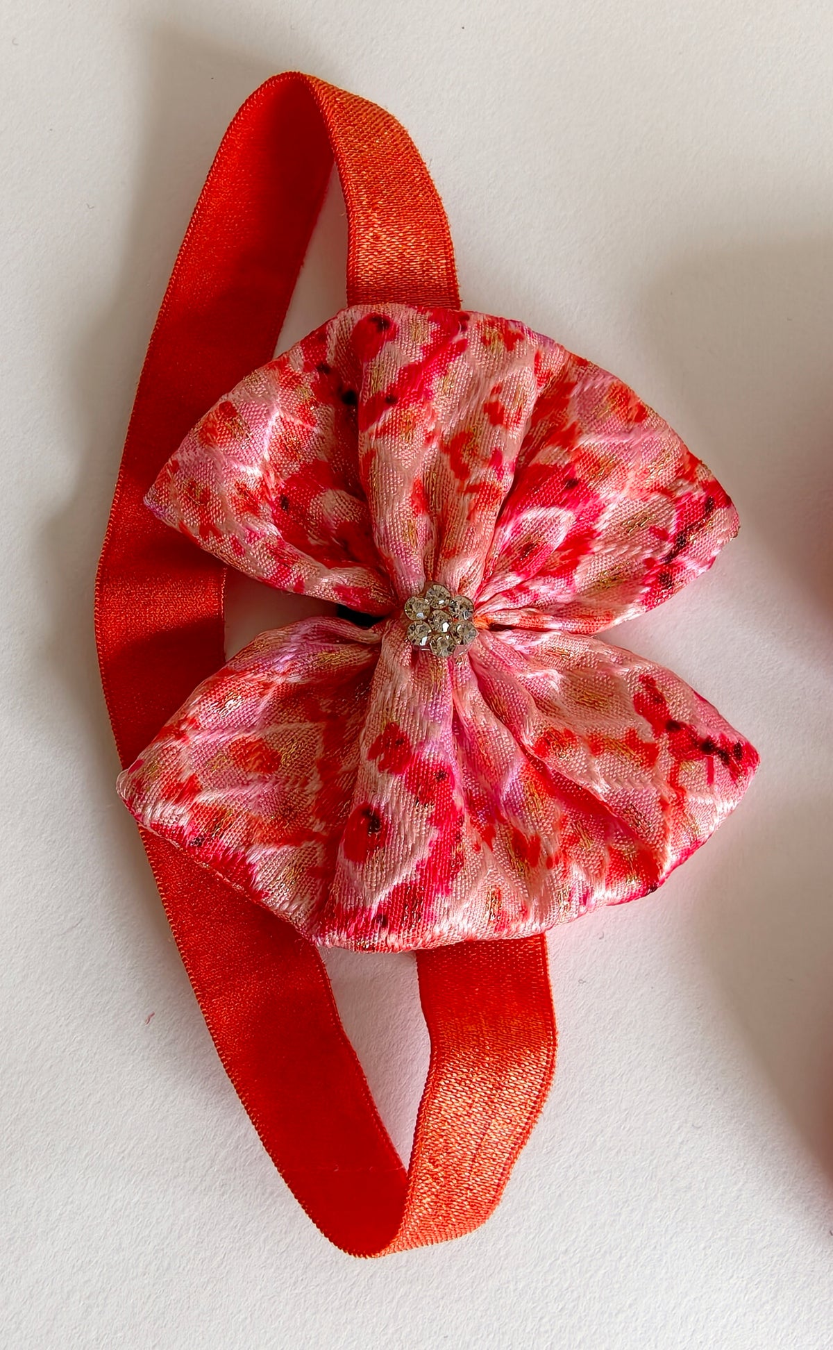 Handcrafted Orange Printed Baby Booties & Matching Headband Set