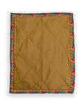 Golden Cotton Silk quilted Baby Mat with intricate paithani border all around for Newborn