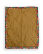 Golden Cotton Silk quilted Baby Mat with intricate paithani border all around for Newborn