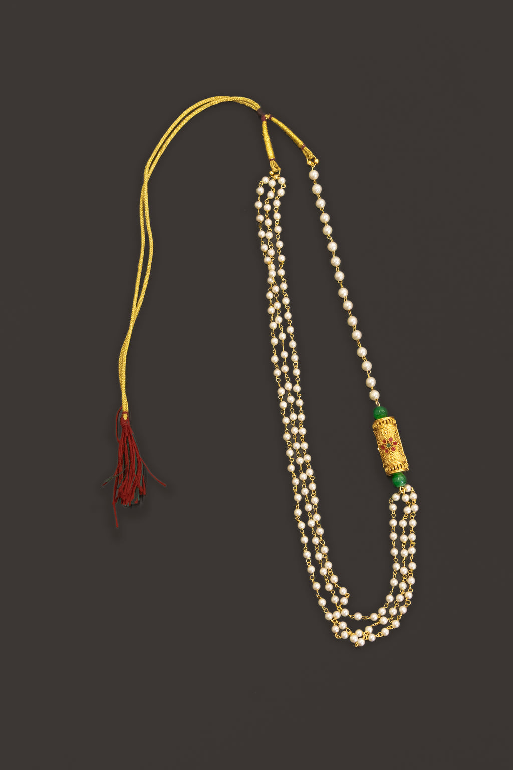 Pearl Double Layer Kanthi with cylindrical Rajwadi pendent for Batu