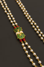Pearl Double Layer Kanthi with green lotus findings for Batu