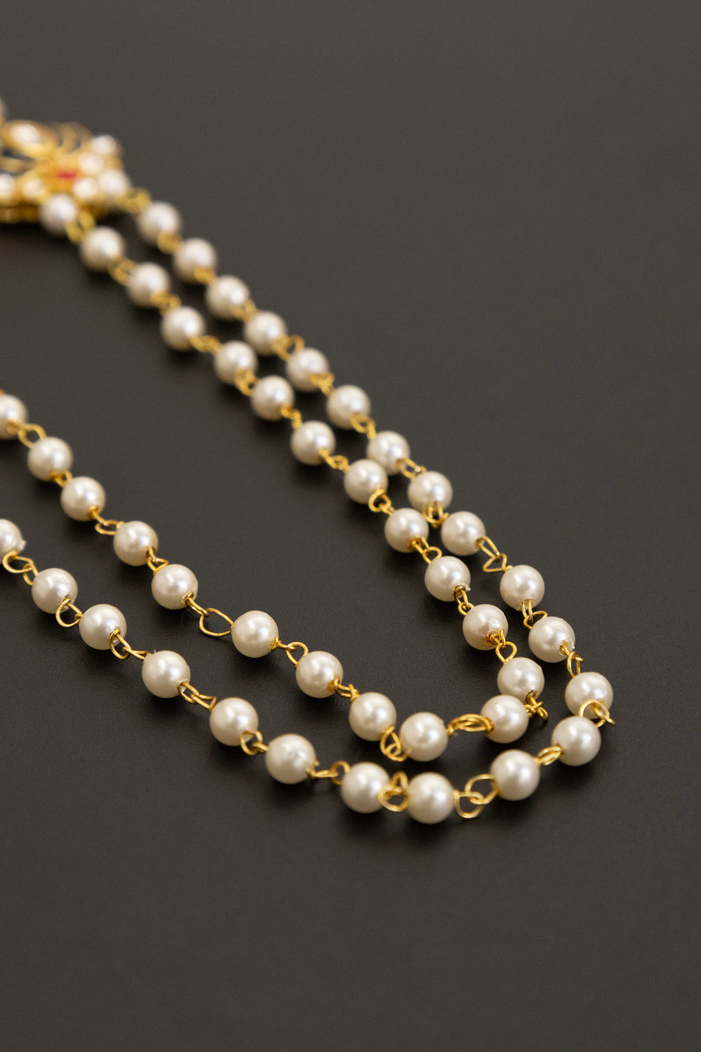 Pearl Double Layer Kanthi with blue lotus findings for Batu