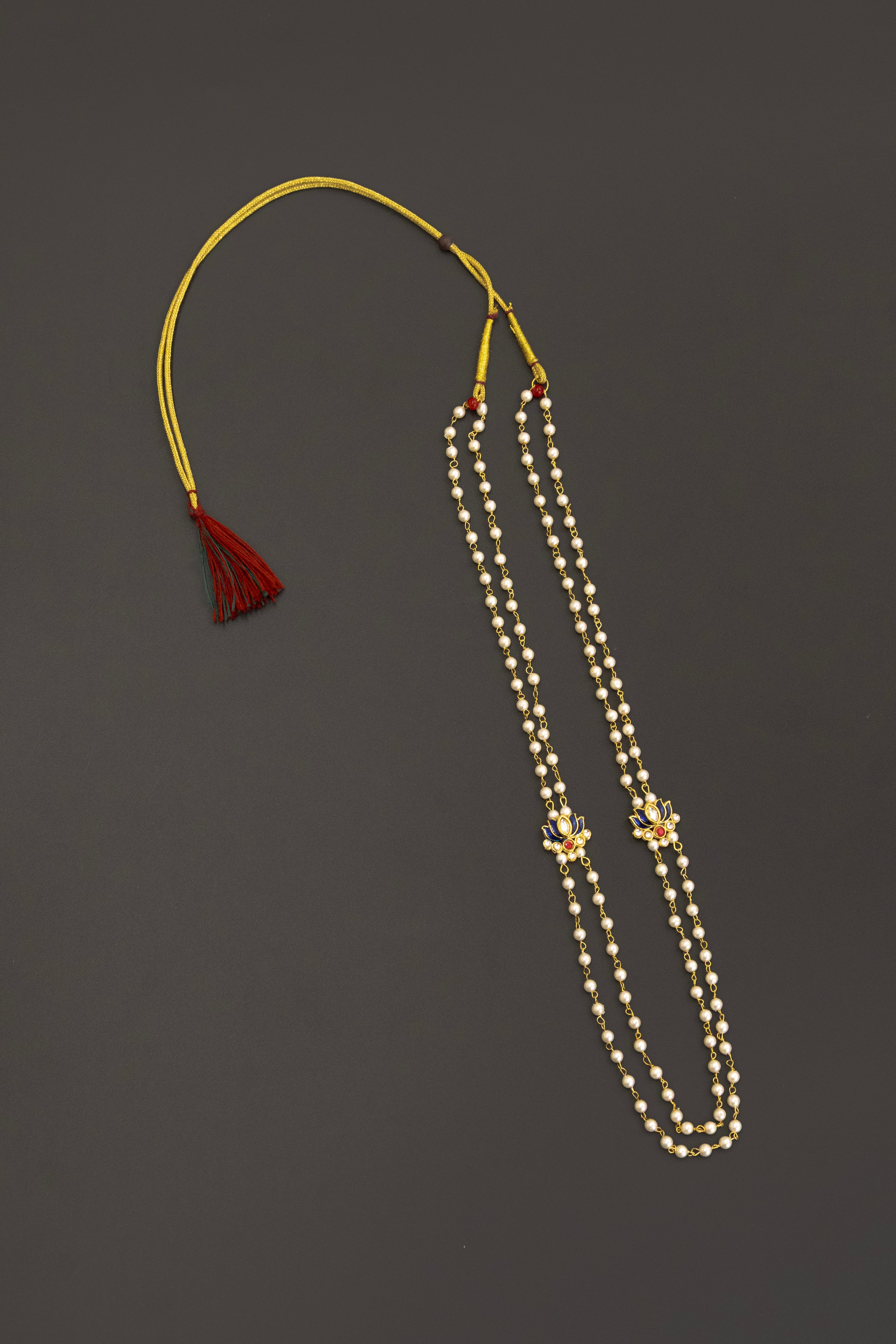 Pearl Double Layer Kanthi with blue lotus findings for Batu