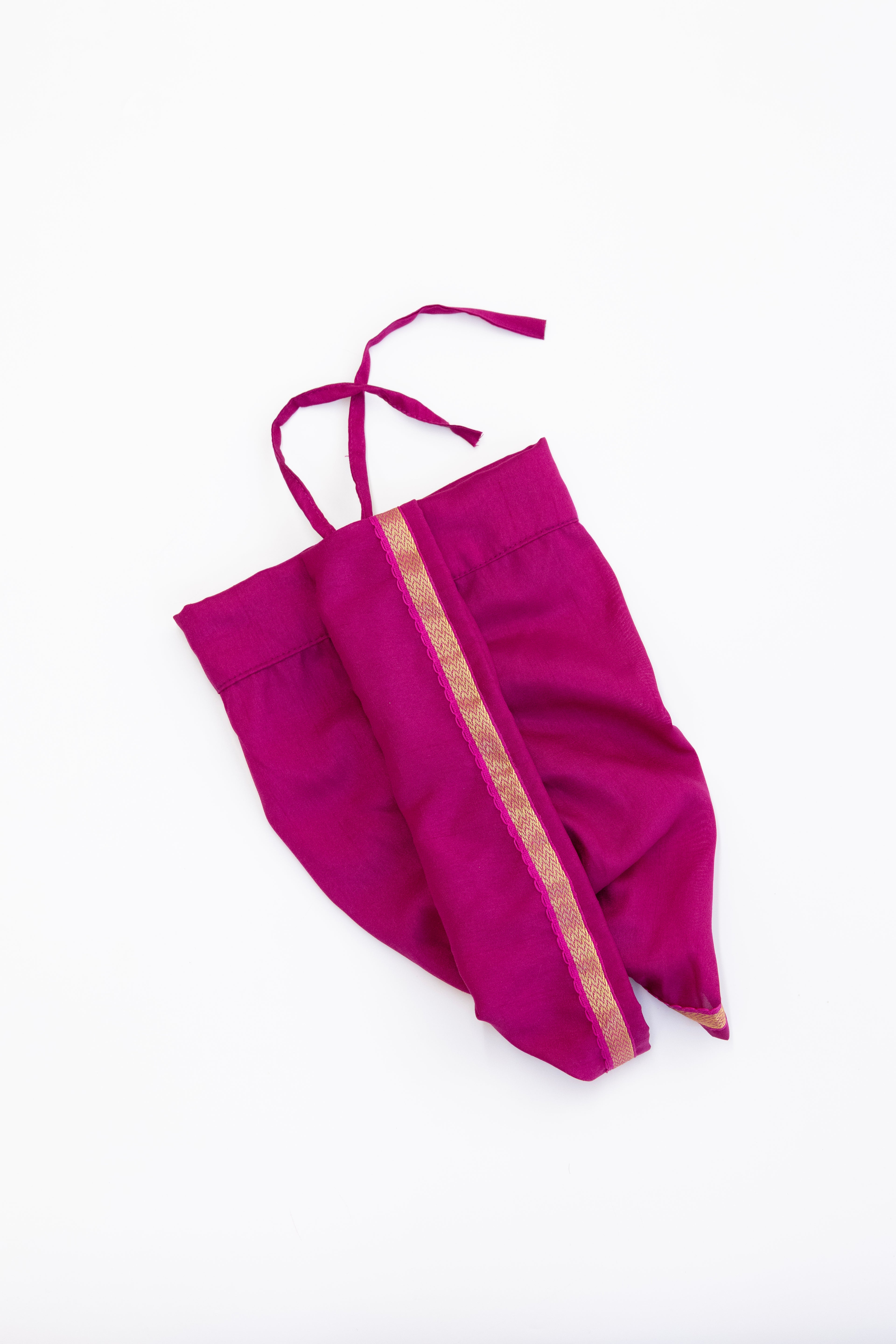 Magenta Crepe Silk Dhoti with Golden Border for Boys