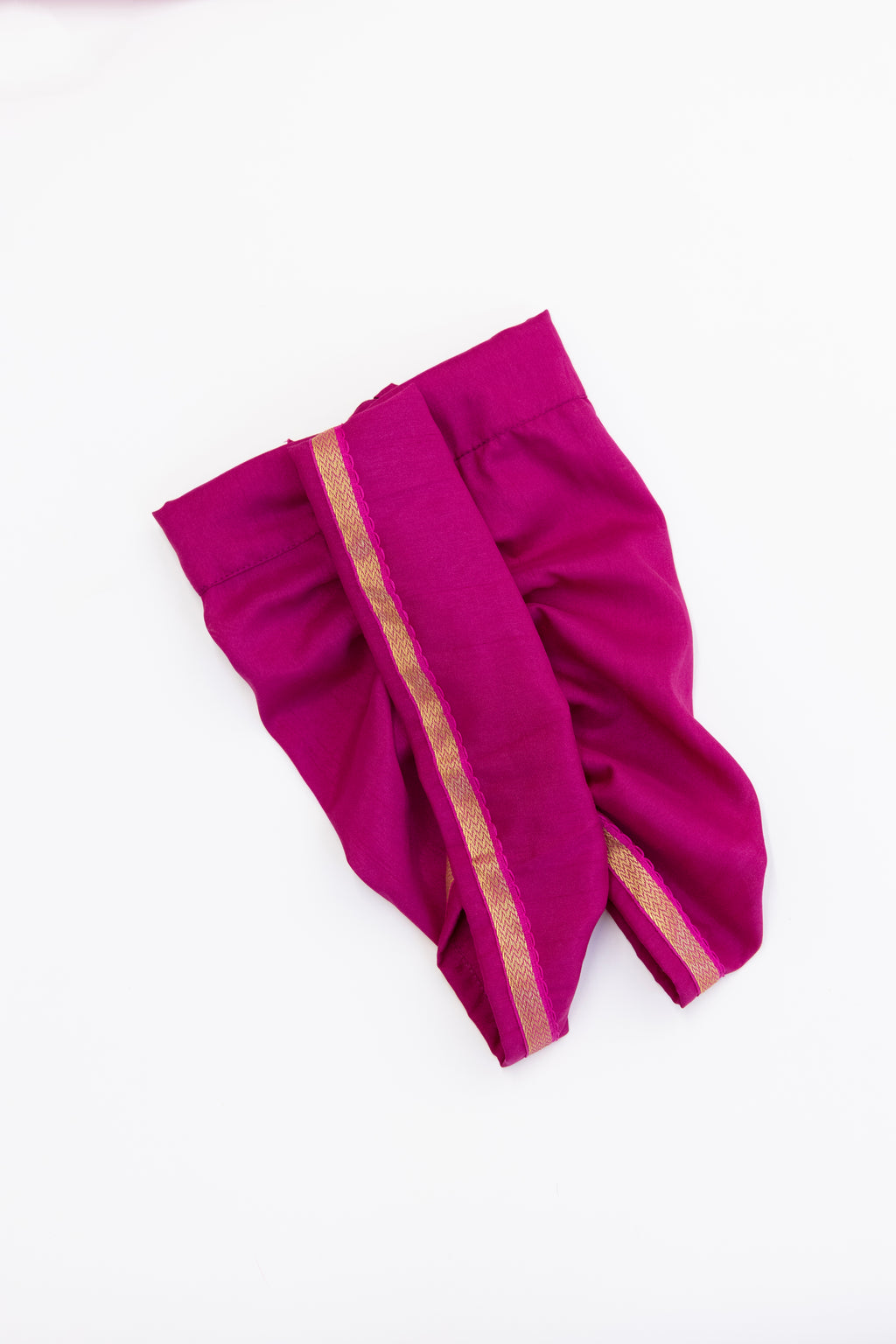Magenta Crepe Silk Dhoti with Golden Border for Boys