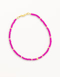 Pink glass beads necklace with golden findings and adjustable links and hook closure for Girls