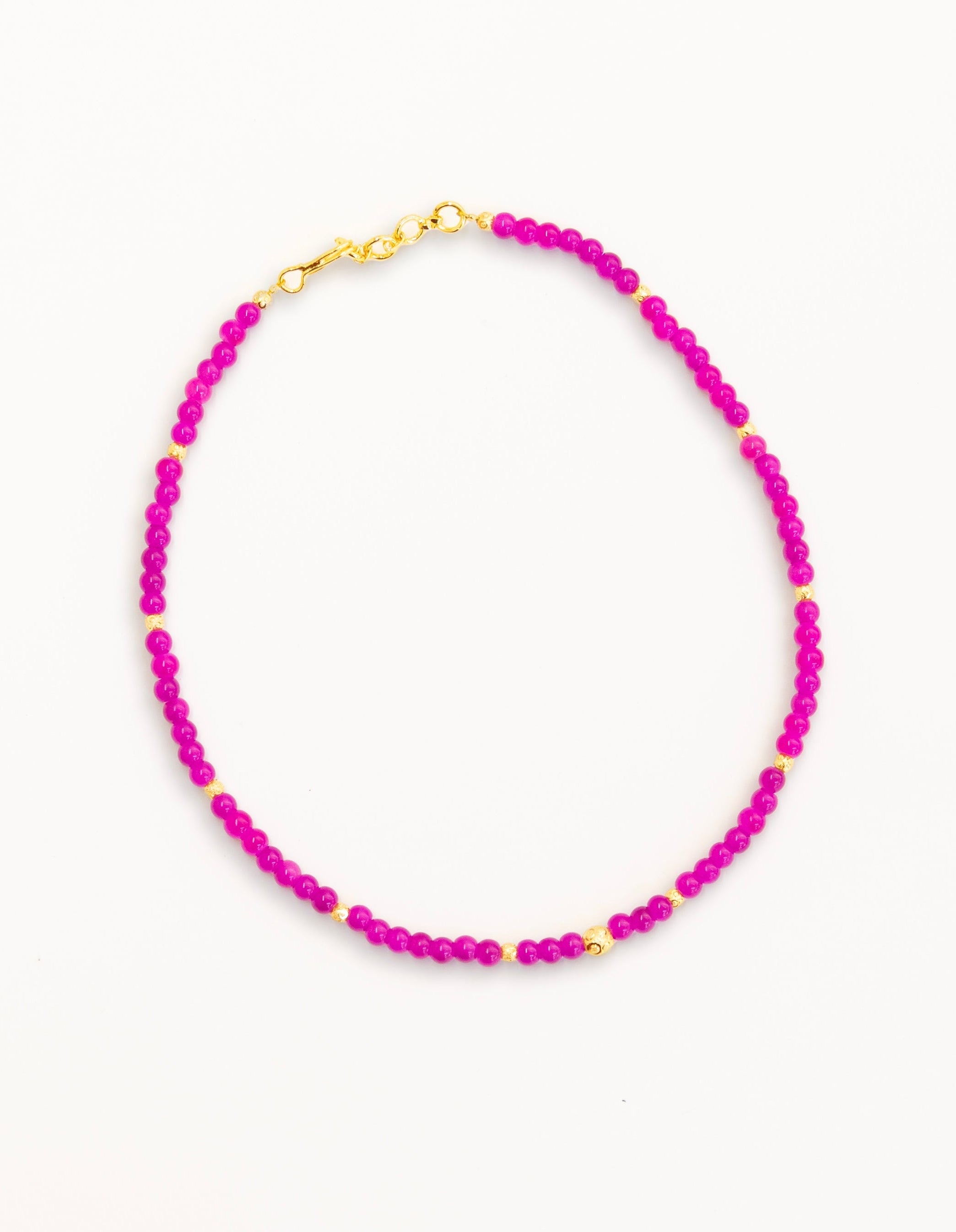 Pink glass beads necklace with golden findings and adjustable links and hook closure for Girls