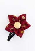 Maroon Five petals handmade brocade silk fabric flower hairclip for girls