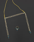 Pearls with Blue glass beads Mundavali and bhikbali combo for batu/groom