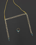 Pearls with Blue glass beads Mundavali and bhikbali combo for batu/groom