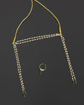 Pearls with Green glass beads Mundavali and bhikbali combo for batu/groom