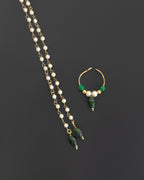 Pearls with Green glass beads Mundavali and bhikbali combo for batu/groom