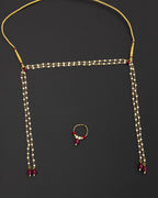 Pearls with Maroon glass beads Mundavali and bhikbali combo for batu/groom