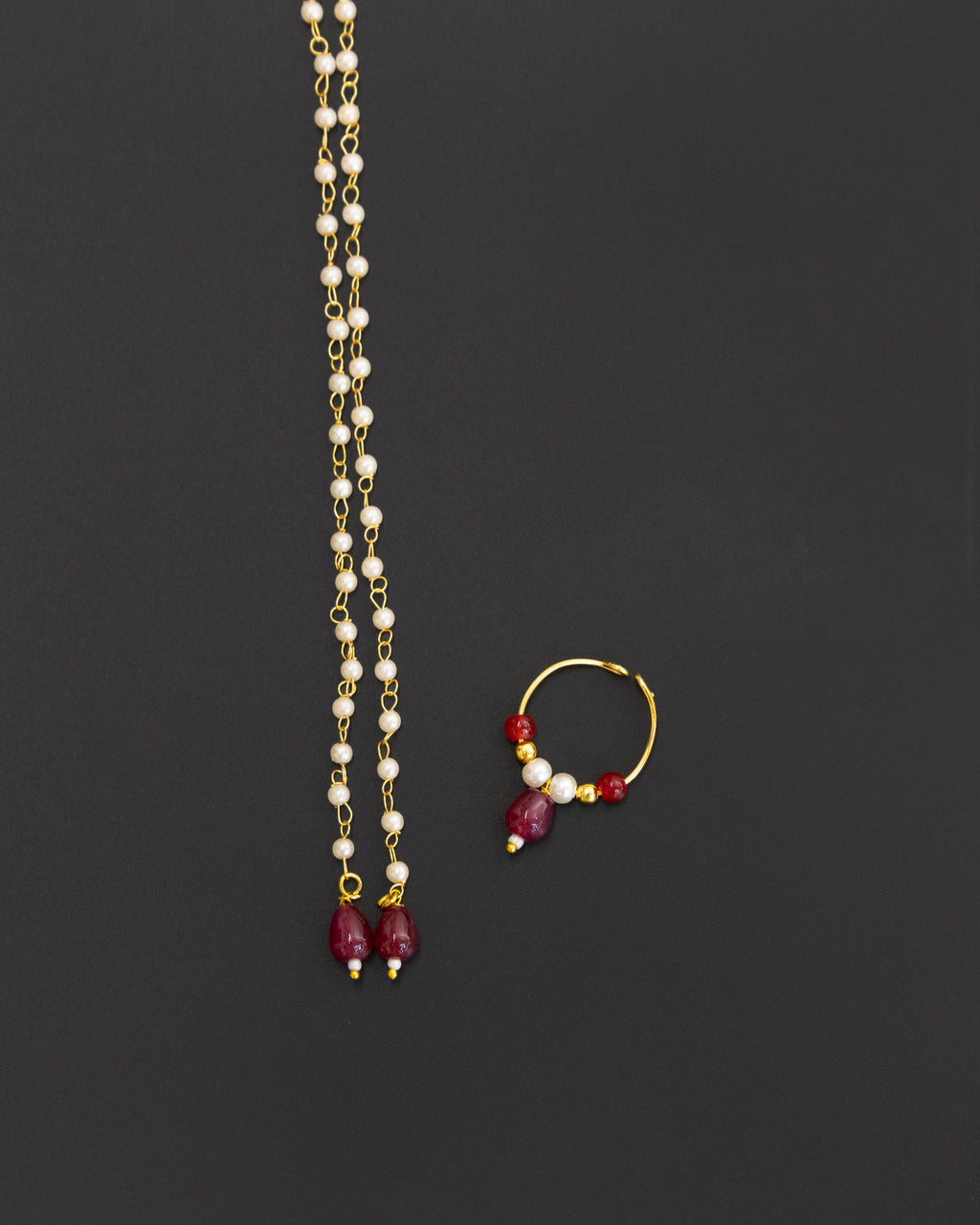 Pearls with Maroon glass beads Mundavali and bhikbali combo for batu/groom