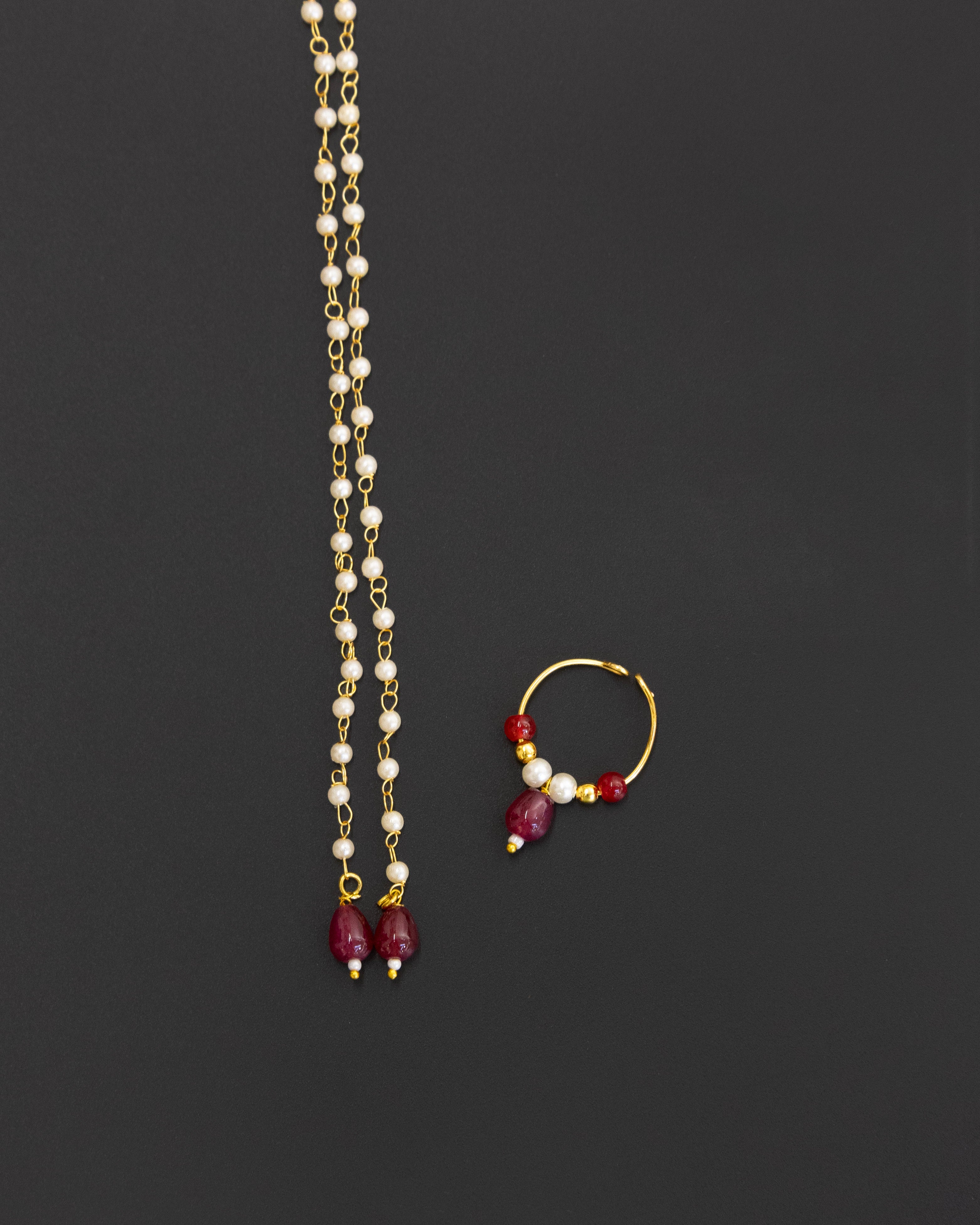 Pearls with Maroon glass beads Mundavali and bhikbali combo for batu/groom