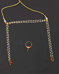 Pearls with Orange glass beads Mundavali and bhikbali combo for batu/groom