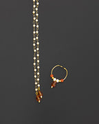 Pearls with Orange glass beads Mundavali and bhikbali combo for batu/groom