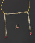 Pearls with Pink glass beads Mundavali and bhikbali combo for batu/groom