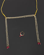 Pearls with Pink glass beads Mundavali and bhikbali combo for batu/groom