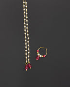 Pearls with Pink glass beads Mundavali and bhikbali combo for batu/groom