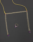 Pearls with Purple glass beads Mundavali and bhikbali combo for batu/groom