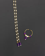 Pearls with Purple glass beads Mundavali and bhikbali combo for batu/groom