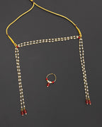 Pearls with Red glass beads Mundavali and bhikbali combo for batu/groom