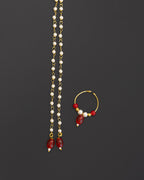 Pearls with Red glass beads Mundavali and bhikbali combo for batu/groom
