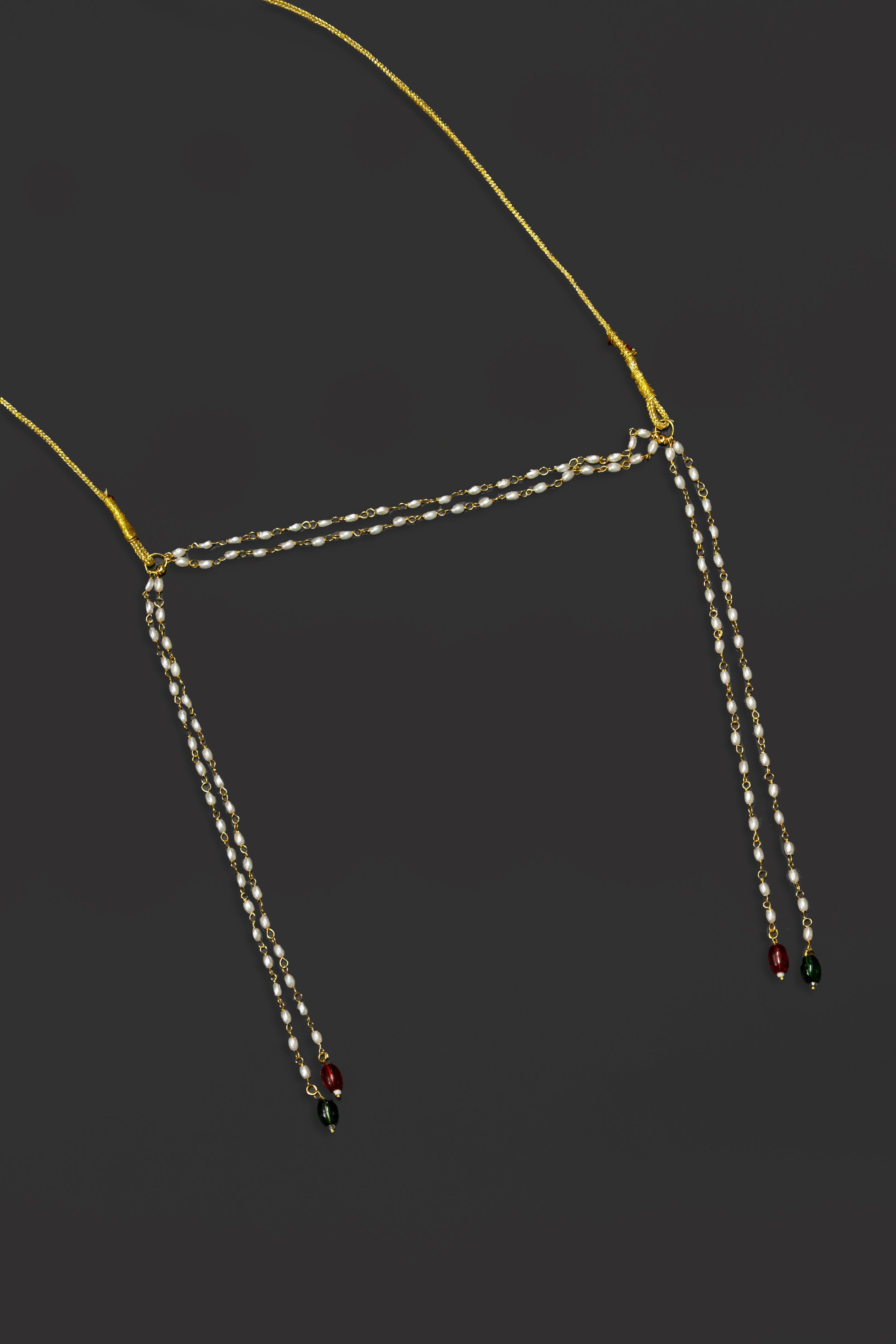 Rice Pearls with Red and Green glass beads Mundavali for batu/groom