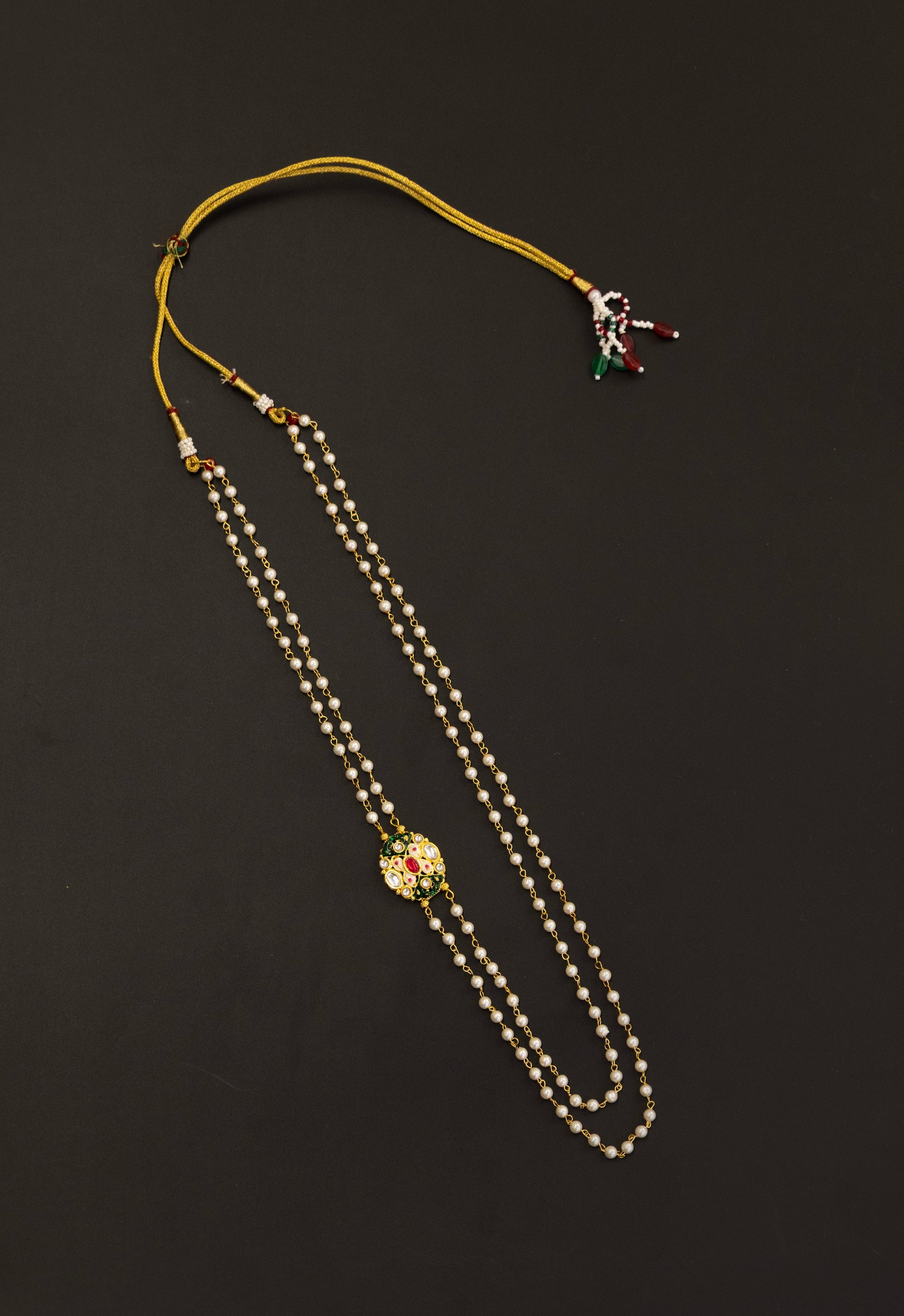 Pearl Double Layer Kanthi with Rajwadi Green and Red pendent Batu