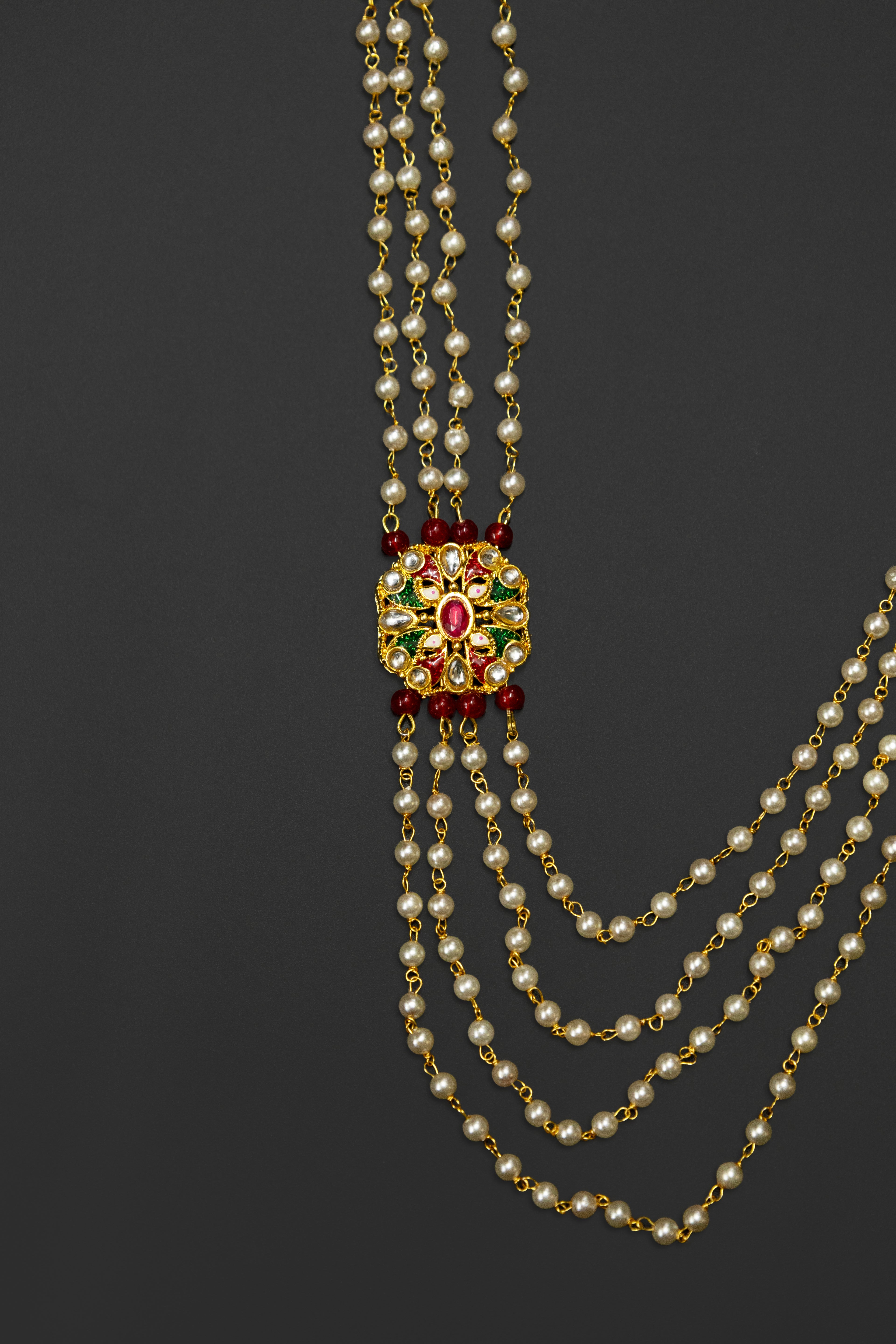 Pearl four Layer Kanthi with octagonal rajwadi pendent for Batu