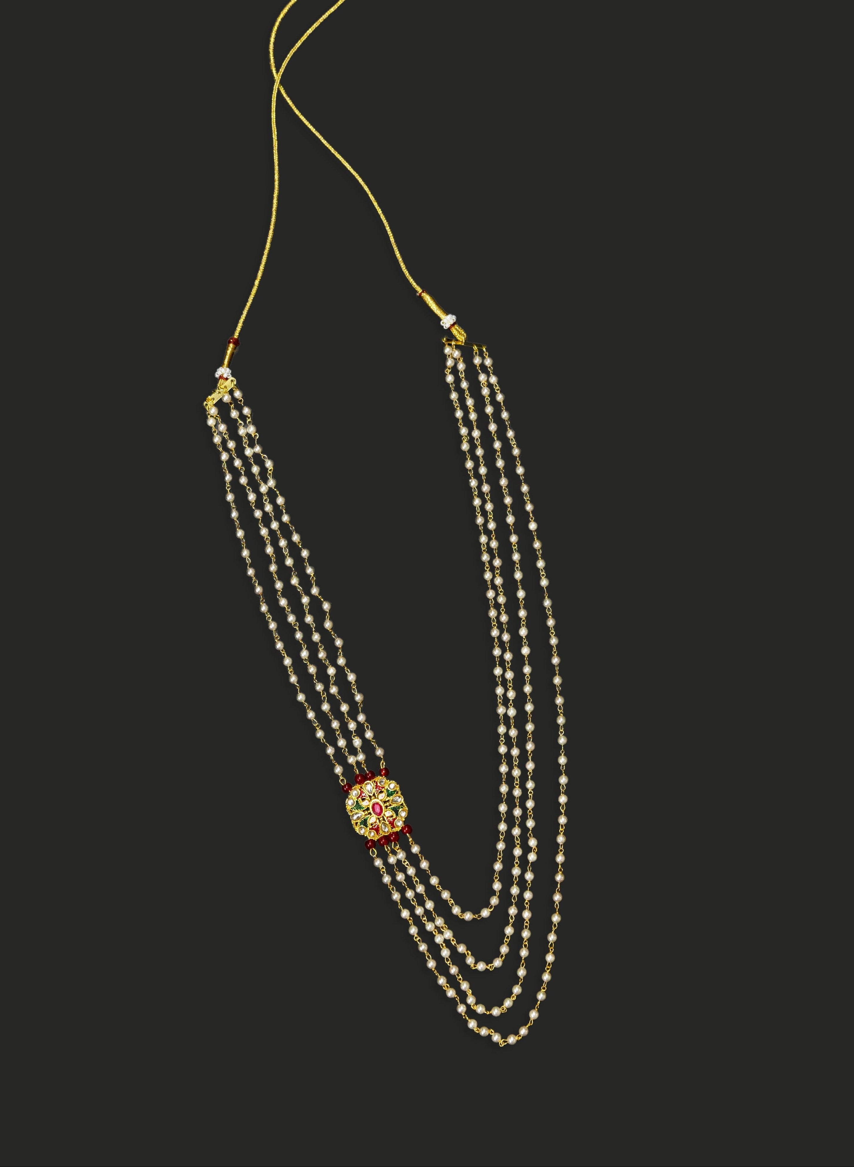 Pearl four Layer Kanthi with octagonal rajwadi pendent for Batu